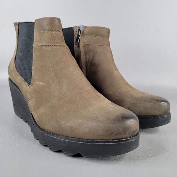 Bussola Womens Chelsea Ankle Boots Round Toe Leather Silk Nubuck Stone 40 / 9 US - Picture 5 of 11